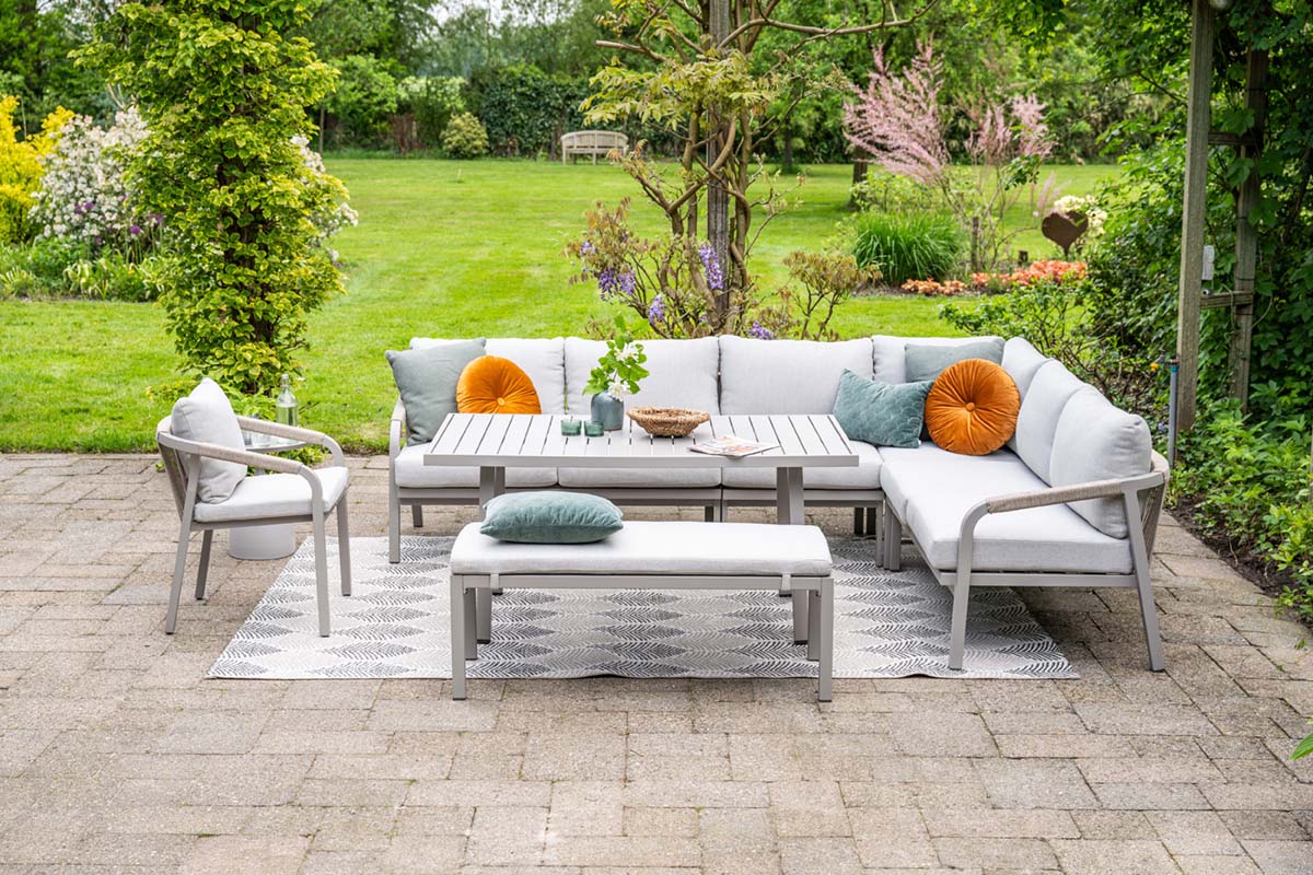 Monti Outdoor Dining Corner Set with Chair and Bench | Garden Impressions - NTC Homes, Inc.