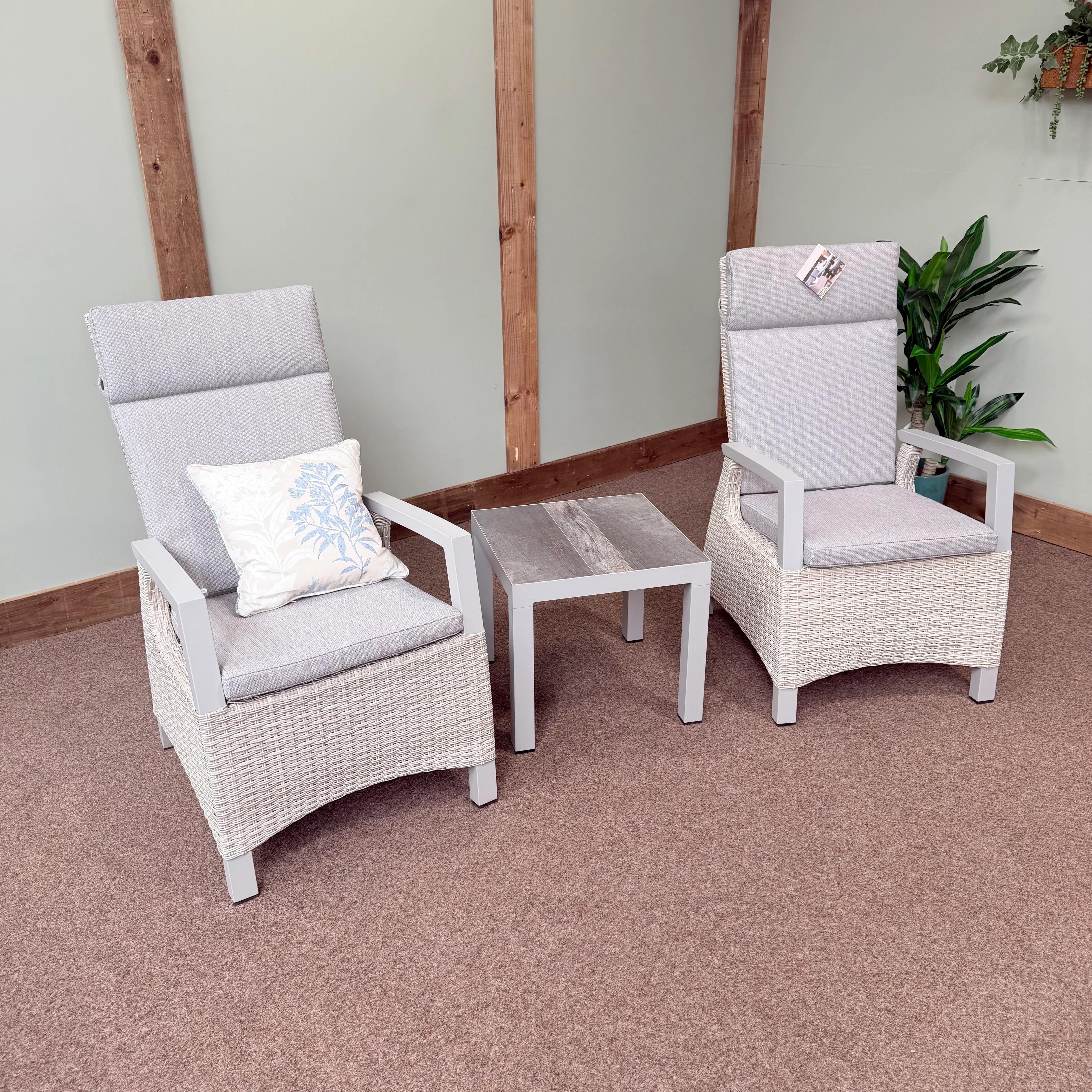 Reclining Outdoor Bistro Set in Natural - All Weather - Kendal By Vila - NTC Homes, Inc.