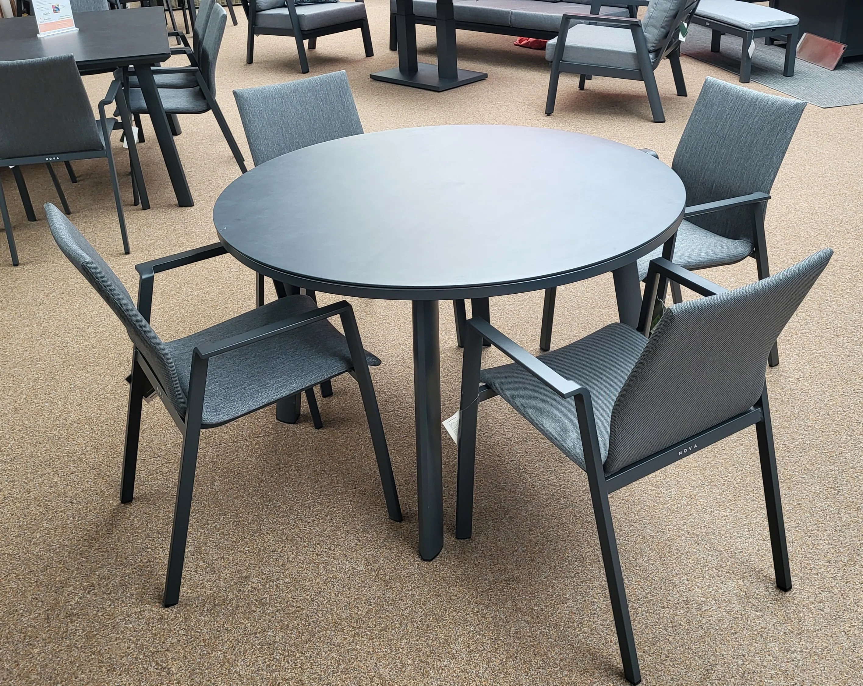 Phoenix 4 Seat Dining Set - 1.2m Round Table in Grey | Nova - NTC Homes, Inc.