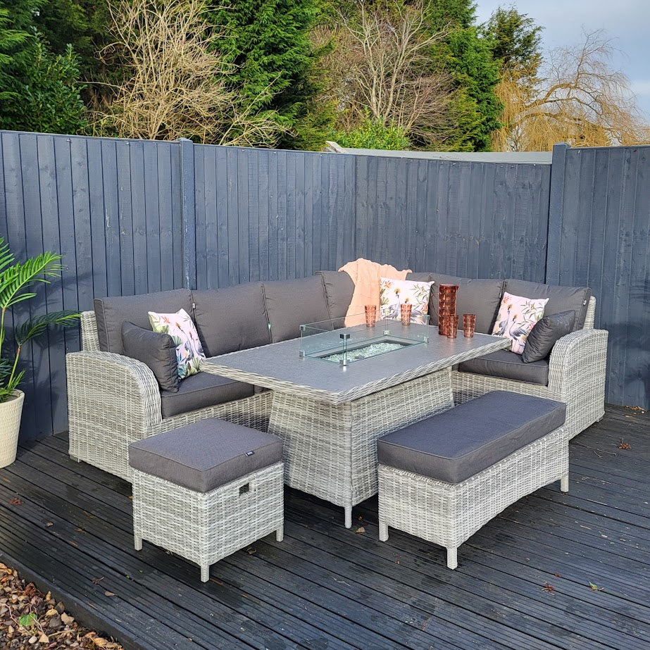 Club Large Corner with Firepit Table in Grey | Harbo - NTC Homes, Inc.