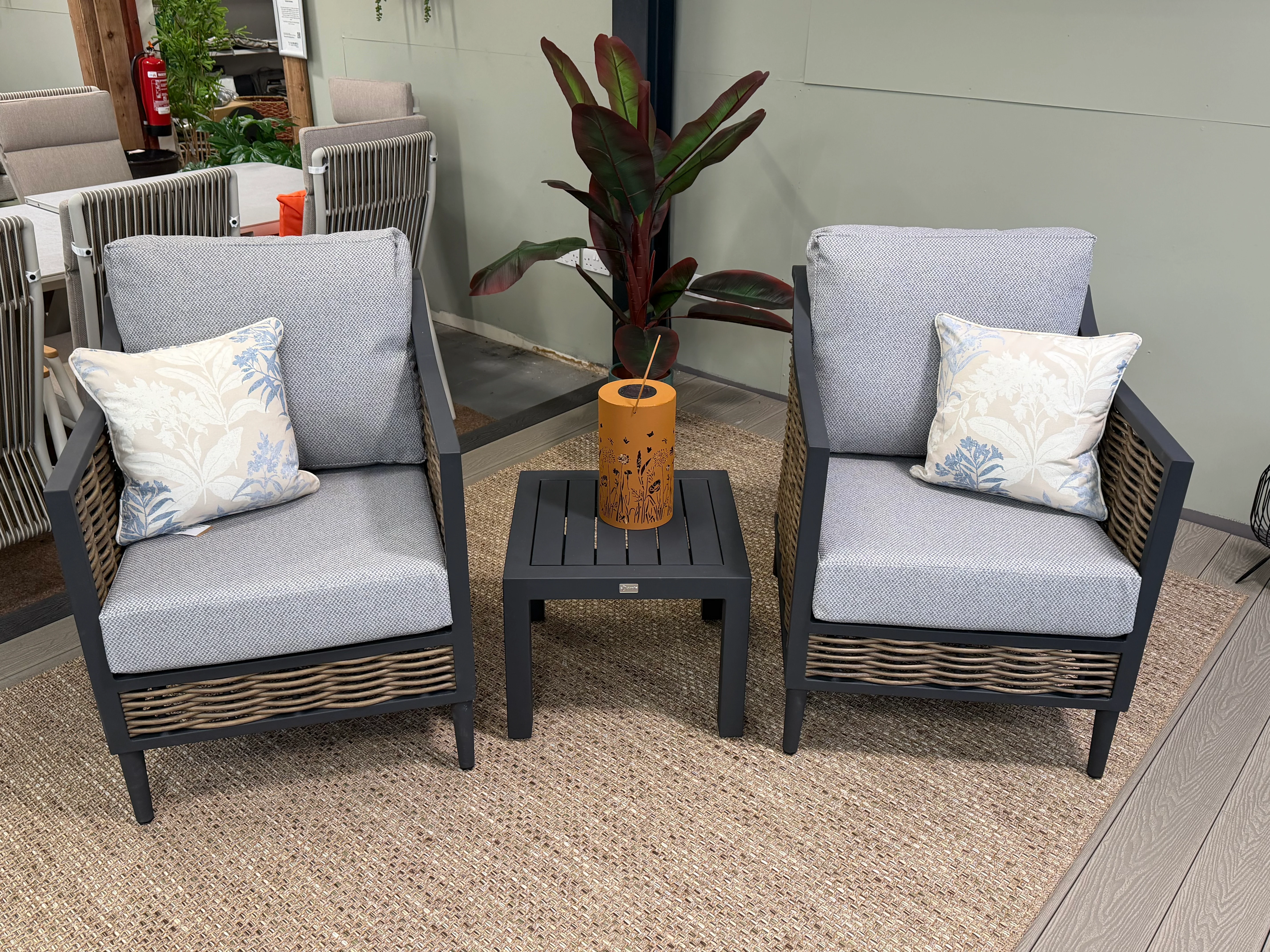 Langley Outdoor Lounge Bistro Set - Aqua Clean Zuma Grey | Daro - NTC Homes, Inc.