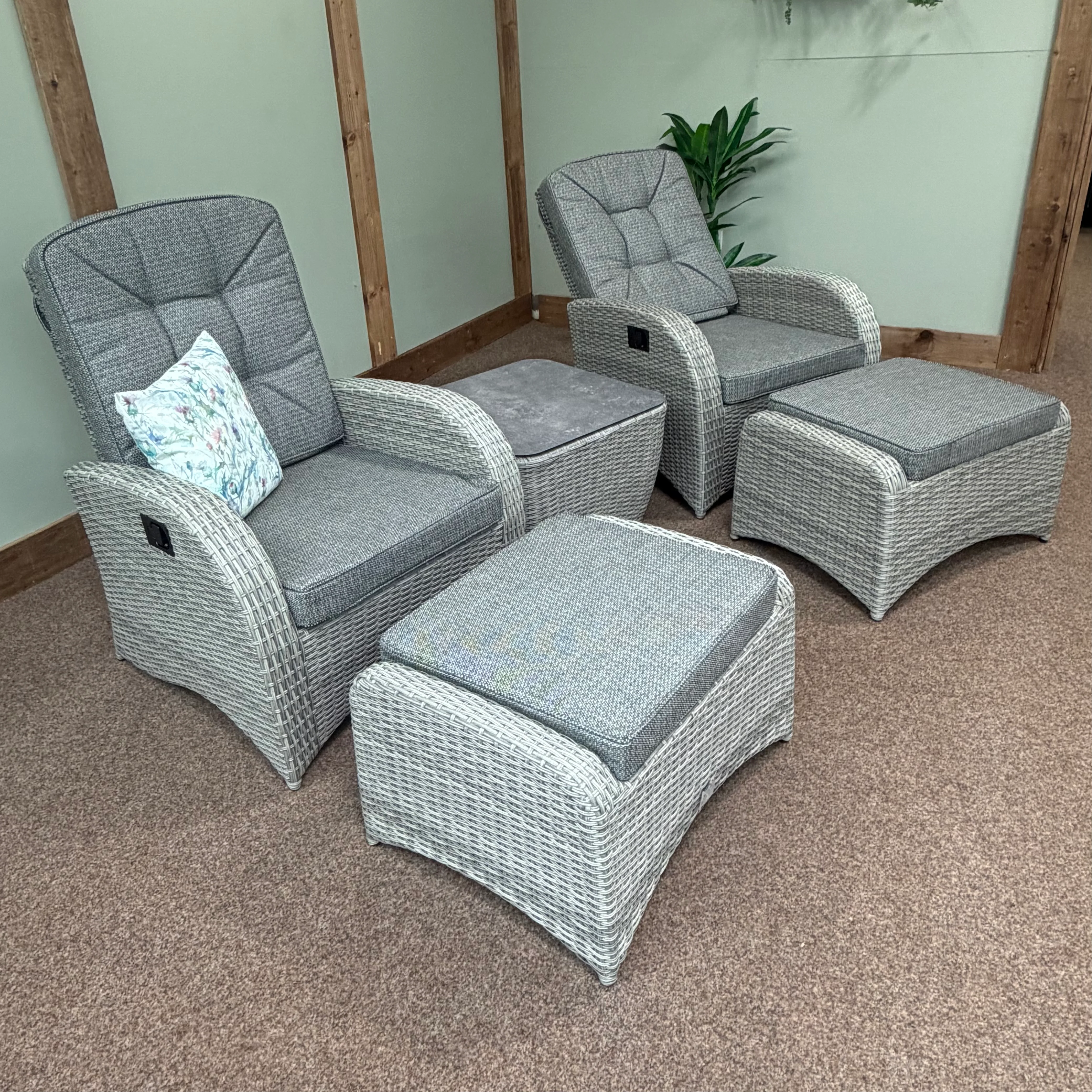 Outdoor Reclining Bistro Set in Grey | Bowness By Vila - NTC Homes, Inc.