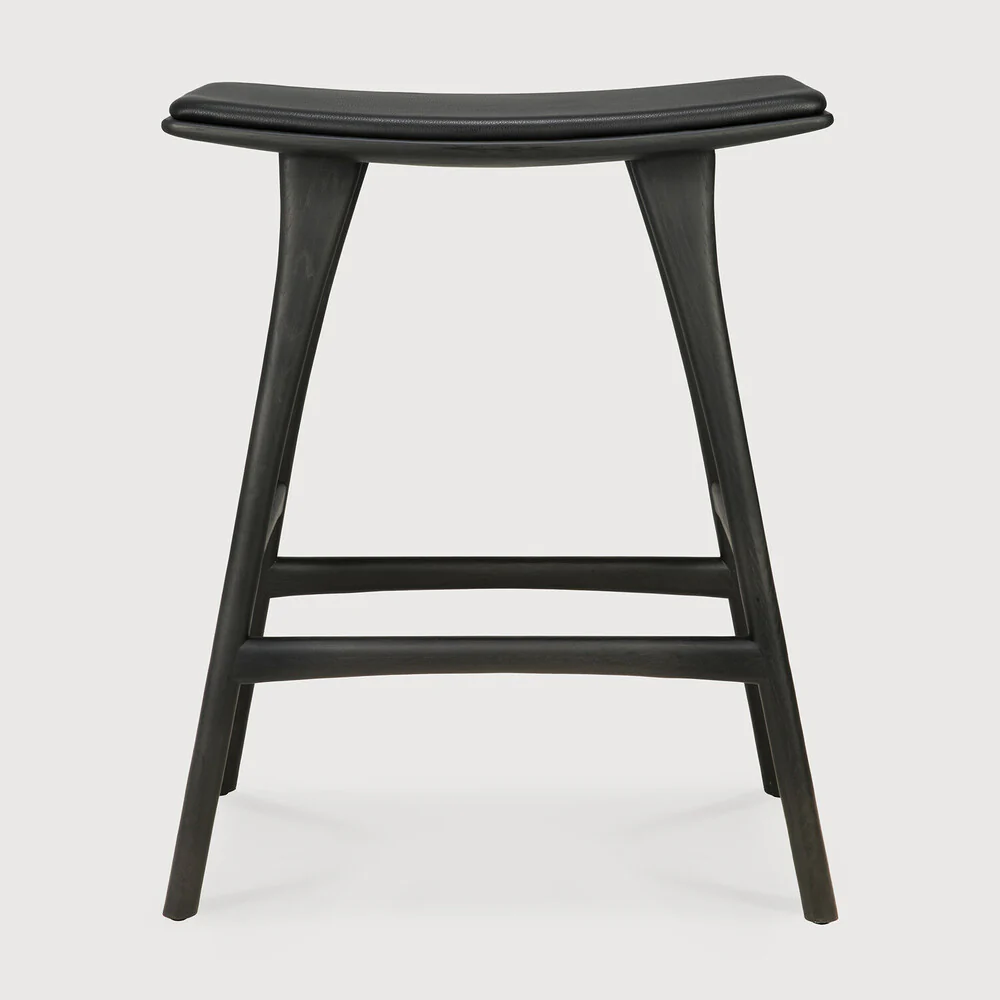 Osso Counter Stool - Black Leather - NTC Homes, Inc.