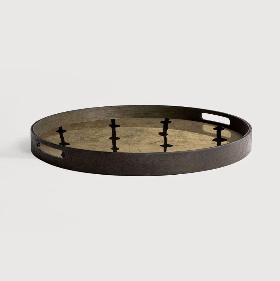 Gold Leaf Glass Tray - NTC Homes, Inc.