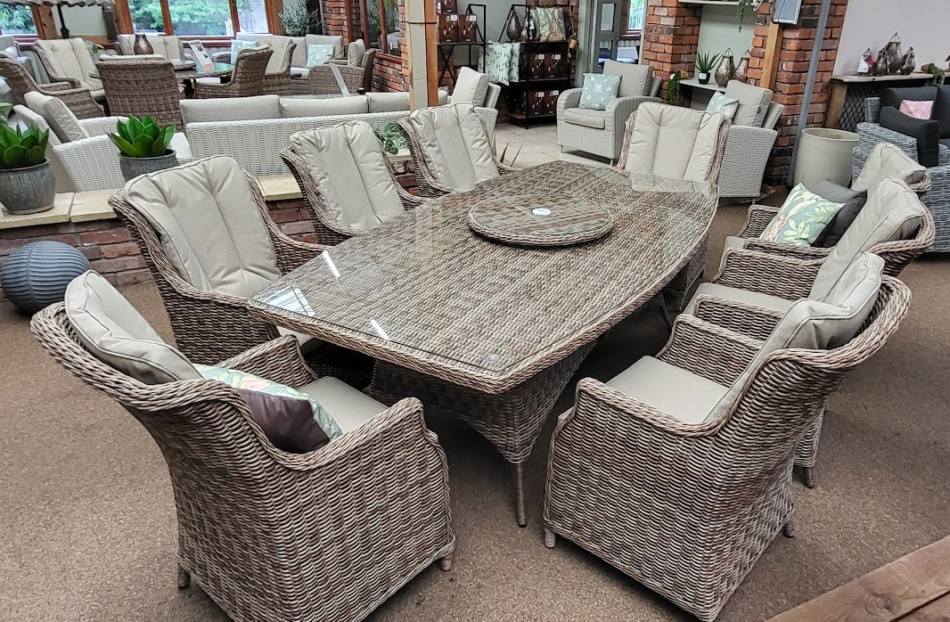 Outdoor 8 Seat Rectangular Dining Set - Haven Cotswold By Harbo - NTC Homes, Inc.