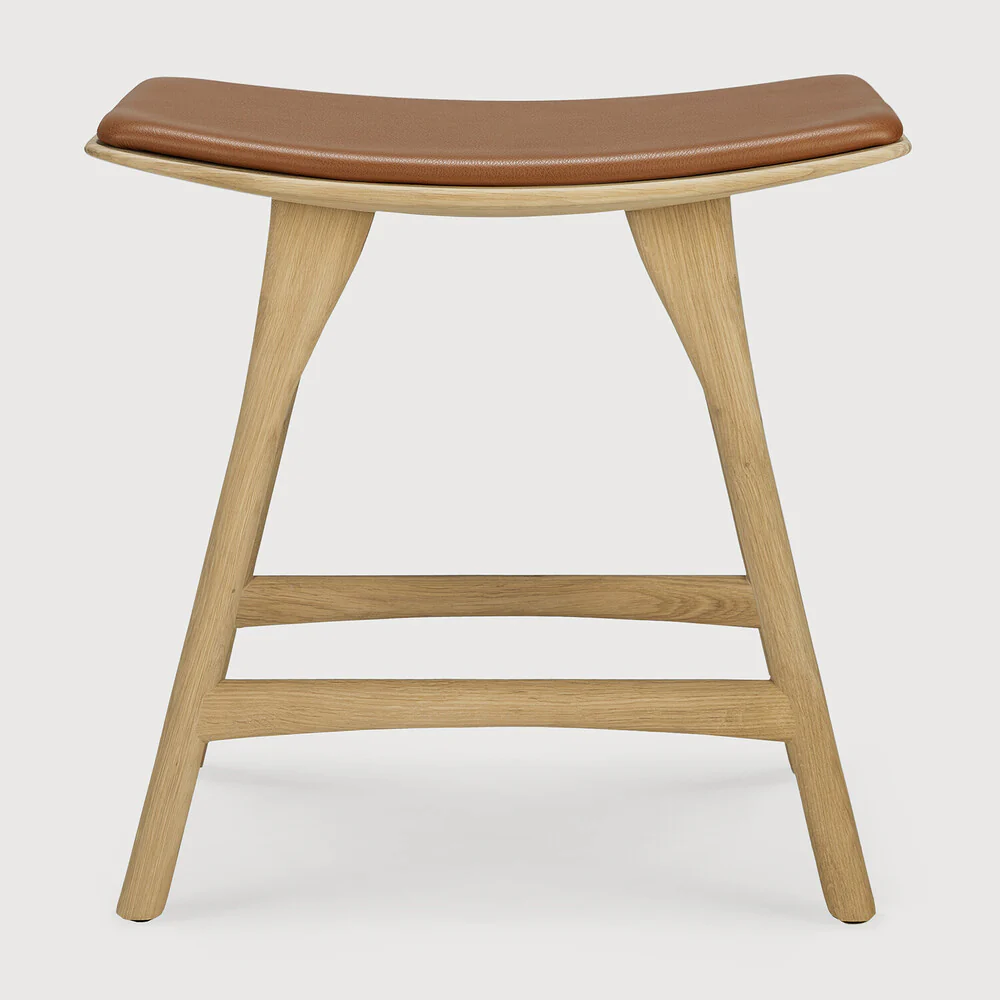 Osso Stool - Cognac Leather - NTC Homes, Inc.