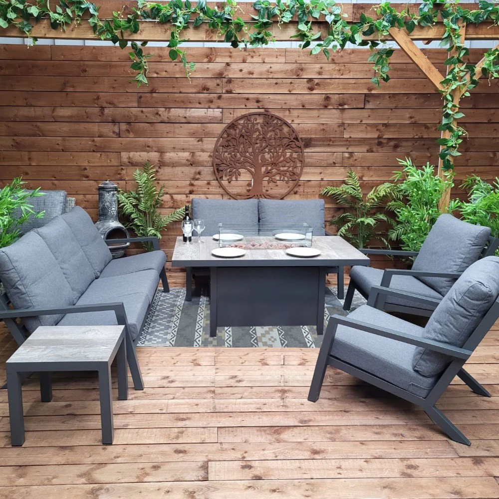 Triton Sofa Set with Gas Firepit Table - Grey | Vila - NTC Homes, Inc.