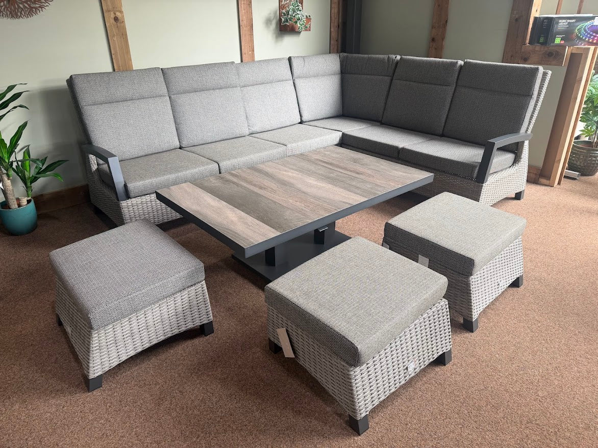 Outdoor Modular Corner with Adjustable Table in Pewter | Kendal By Vila - NTC Homes, Inc.