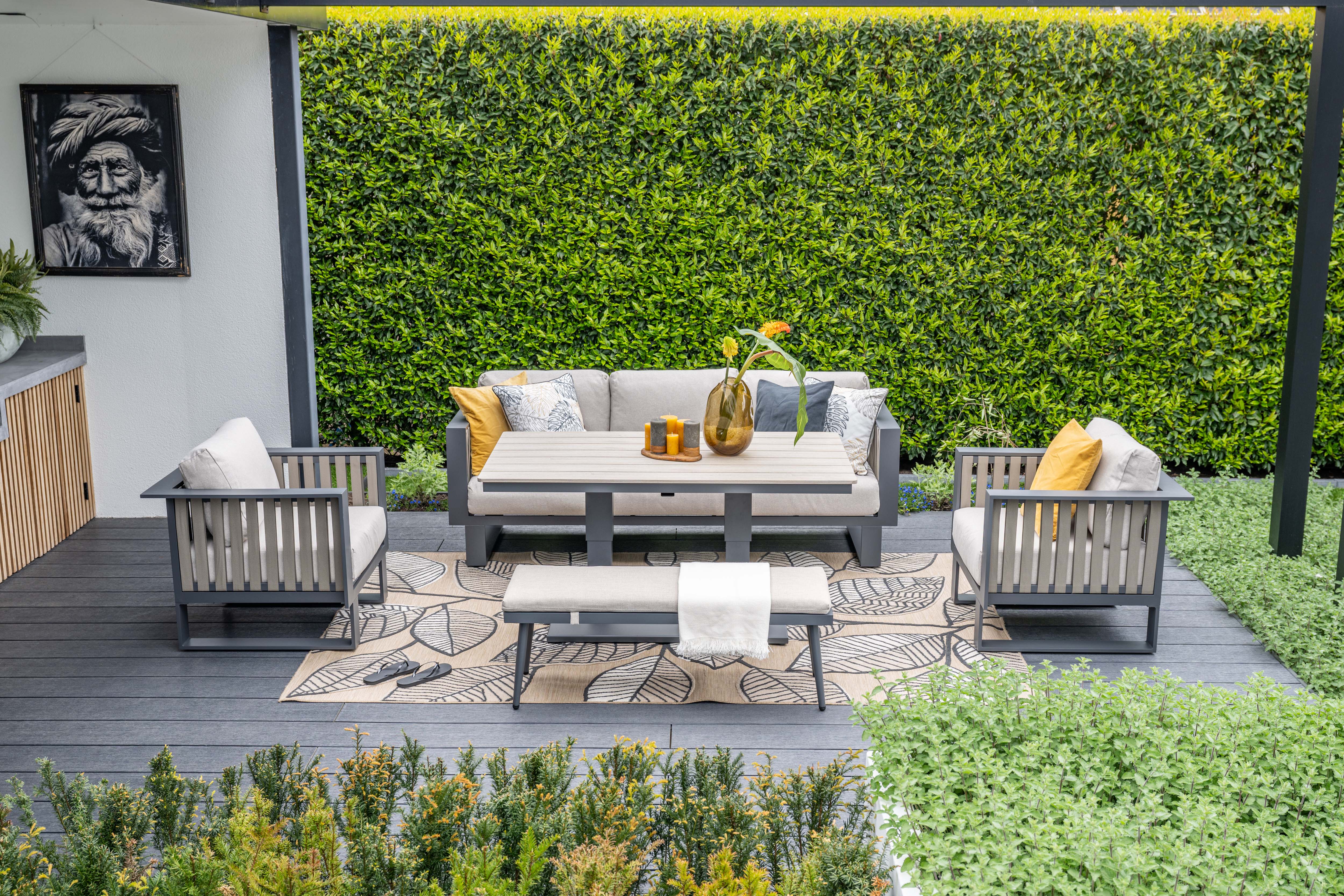 Bologna Outdoor Lounge Set with Height Adjustable Table & Bench | Garden Impressions - NTC Homes, Inc.