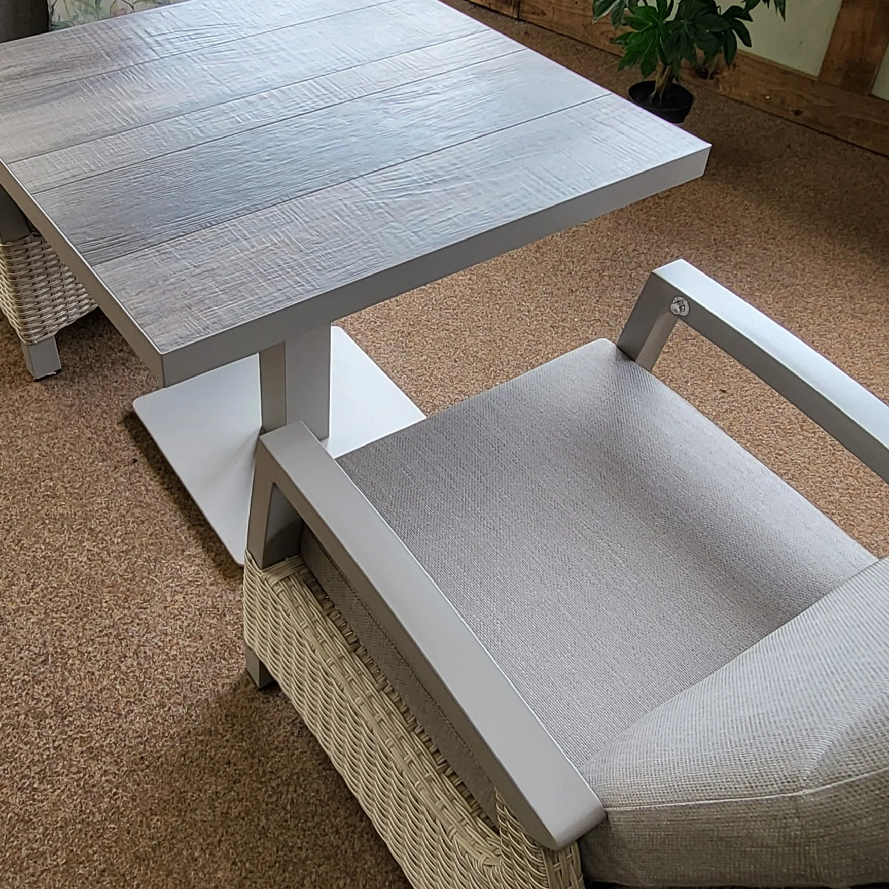 Kendal Reclining Outdoor Bistro Set with Square Adjustable Table in Natural | Vila - NTC Homes, Inc.