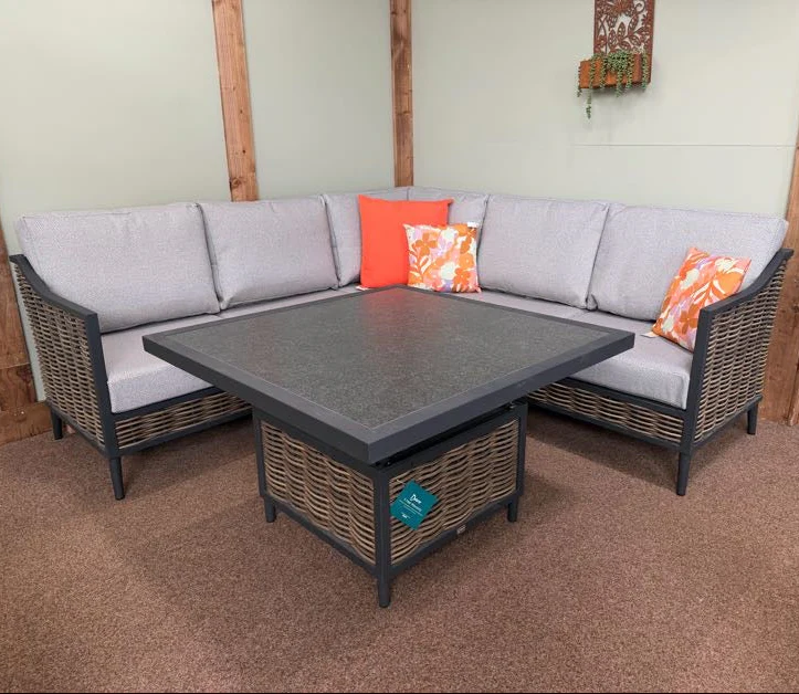 Langley Outdoor Corner with Lounge Chairs - Cushions Aqua Clean Zuma Grey | Daro - NTC Homes, Inc.
