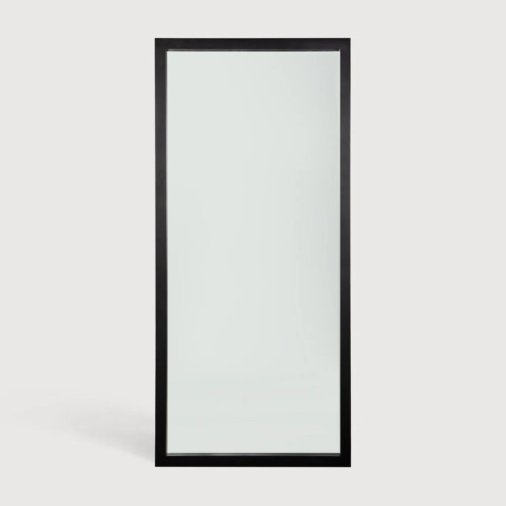 Oak Light Frame Black Floor Mirror - NTC Homes, Inc.