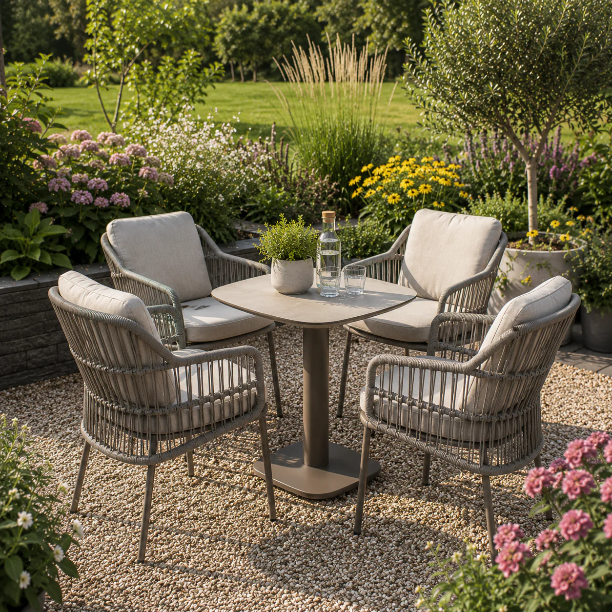 Alicante 4 Seat Dining Set with Manolo Table in Terre | 4 Seasons Outdoor - NTC Homes, Inc.