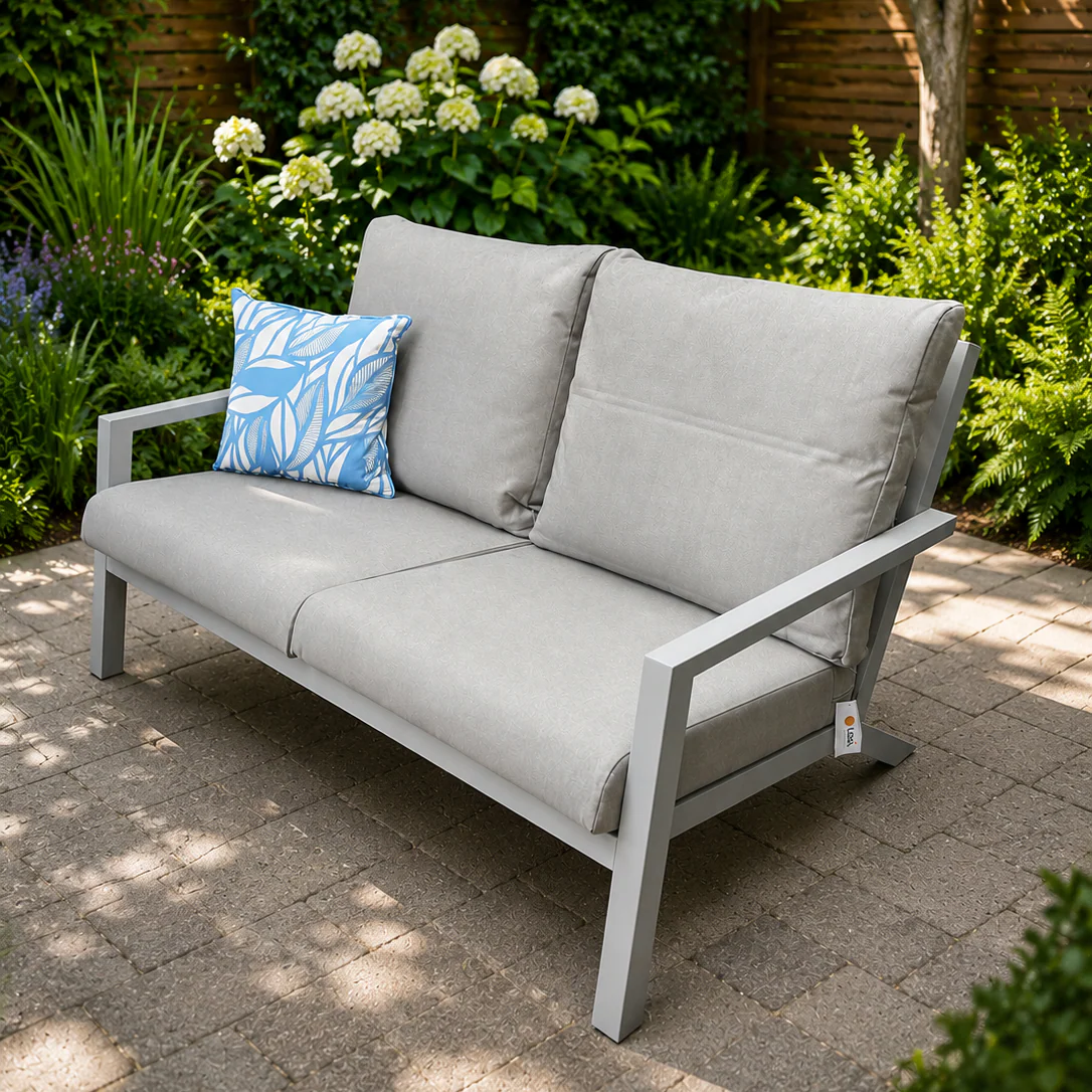 Triton Outdoor 2 Seat Sofa with All Weather Cushions - Natural | Vila - NTC Homes, Inc.