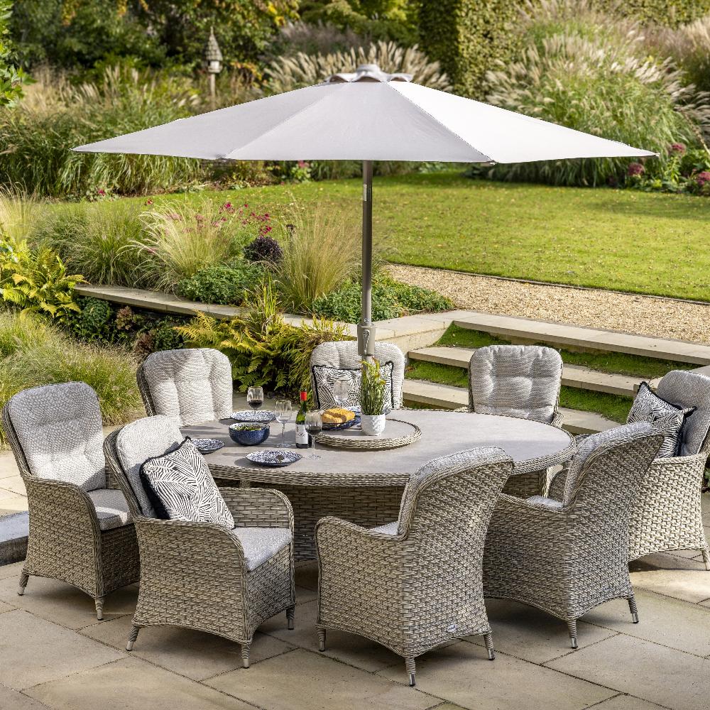 Outdoor 8 Seat Elliptical Dining Set - Eton By Hartman - NTC Homes, Inc.