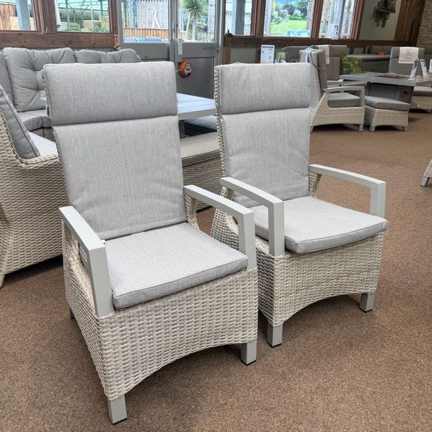 Kendal Outdoor Reclining Dining Chairs in Ecru/Natural By Vila - All Weather (Pack of 2) - NTC Homes, Inc.
