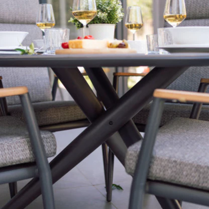 Outdoor Round 150cm Sintered Stone Table In Grey with Lazy Susan - Kendal By Vila - NTC Homes, Inc.