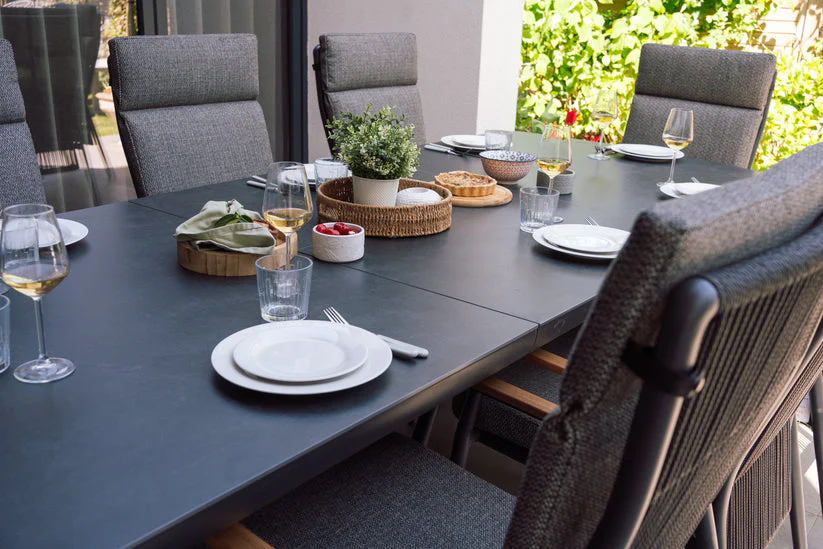 Outdoor Extending Dining Table In Grey Sintered Stone Top - Kendal By Vila - NTC Homes, Inc.