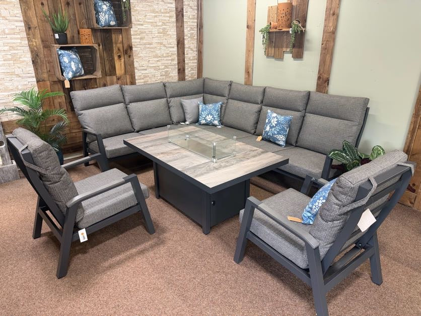Atlas High Backed Outdoor Corner Set with Firepit Table | Vila - NTC Homes, Inc.