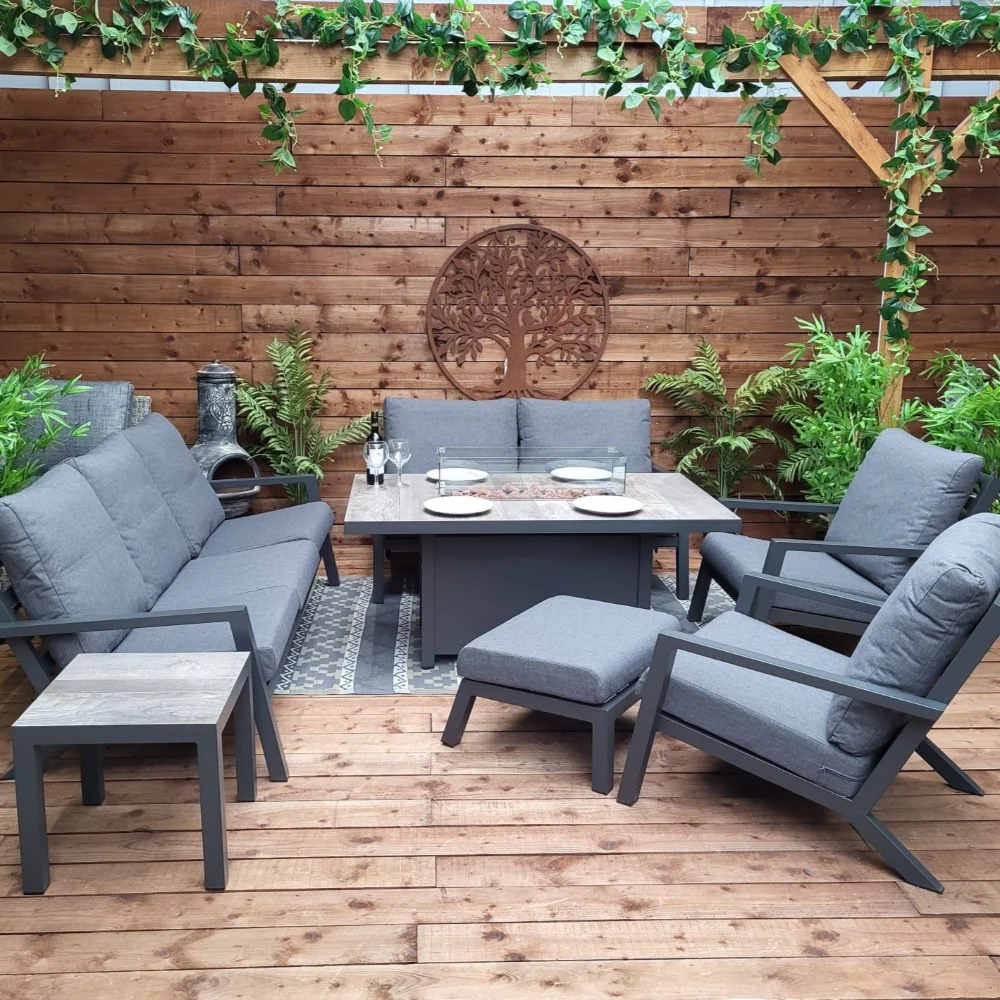 Sofa Set with Gas Firepit Table with Ottoman - Triton By Vila - NTC Homes, Inc.