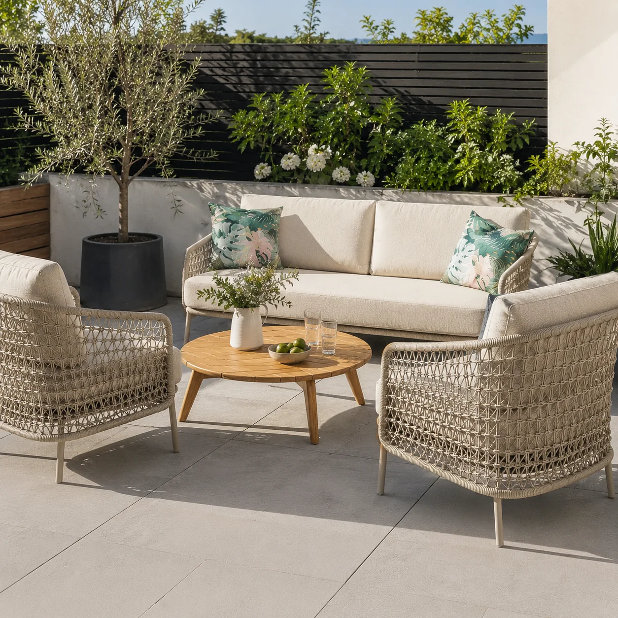 Puccini Outdoor Lounge Set with Zucca Table | 4 Seasons Outdoor - NTC Homes, Inc.