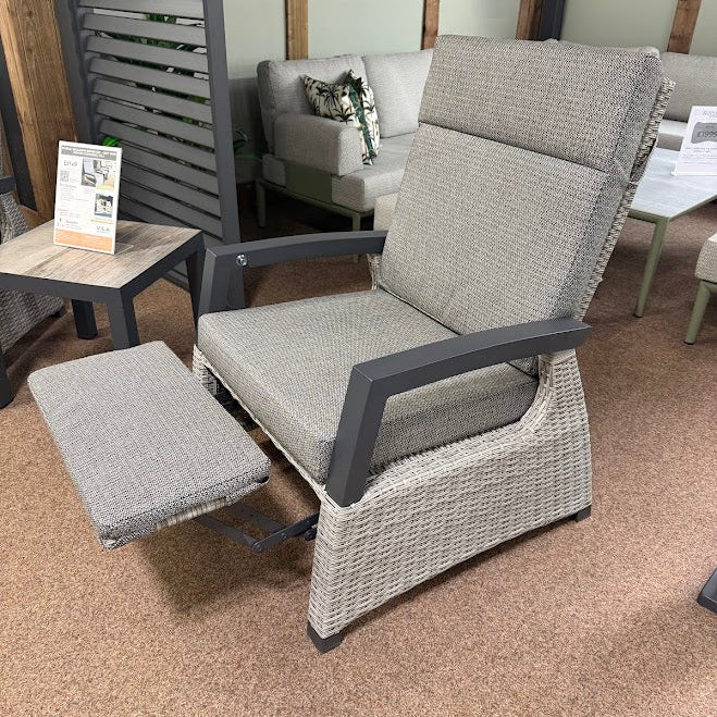 Kendal Wide Reclining Chair with Integrated Footstool in Grey | Vila - NTC Homes, Inc.