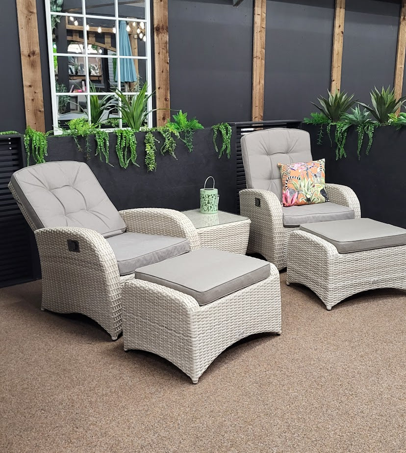 Outdoor Reclining Bistro Set in Natural | Bowness By Vila - NTC Homes, Inc.