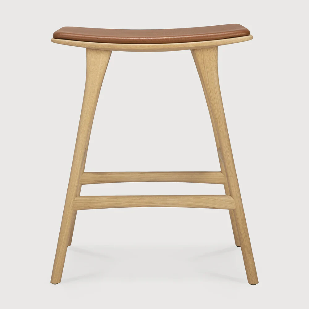 Osso Counter Stool - Cognac Leather - NTC Homes, Inc.