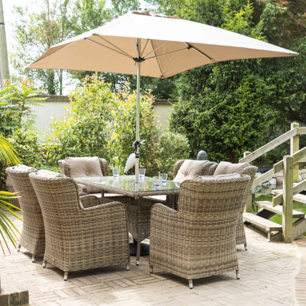 Outdoor Dining 6 Seat Rectangular in Natural - Seville By Katie Blake - NTC Homes, Inc.