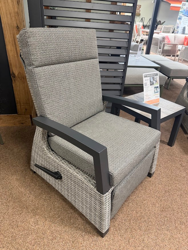 Kendal Wide Reclining Chair with Integrated Footstool in Grey | Vila - NTC Homes, Inc.