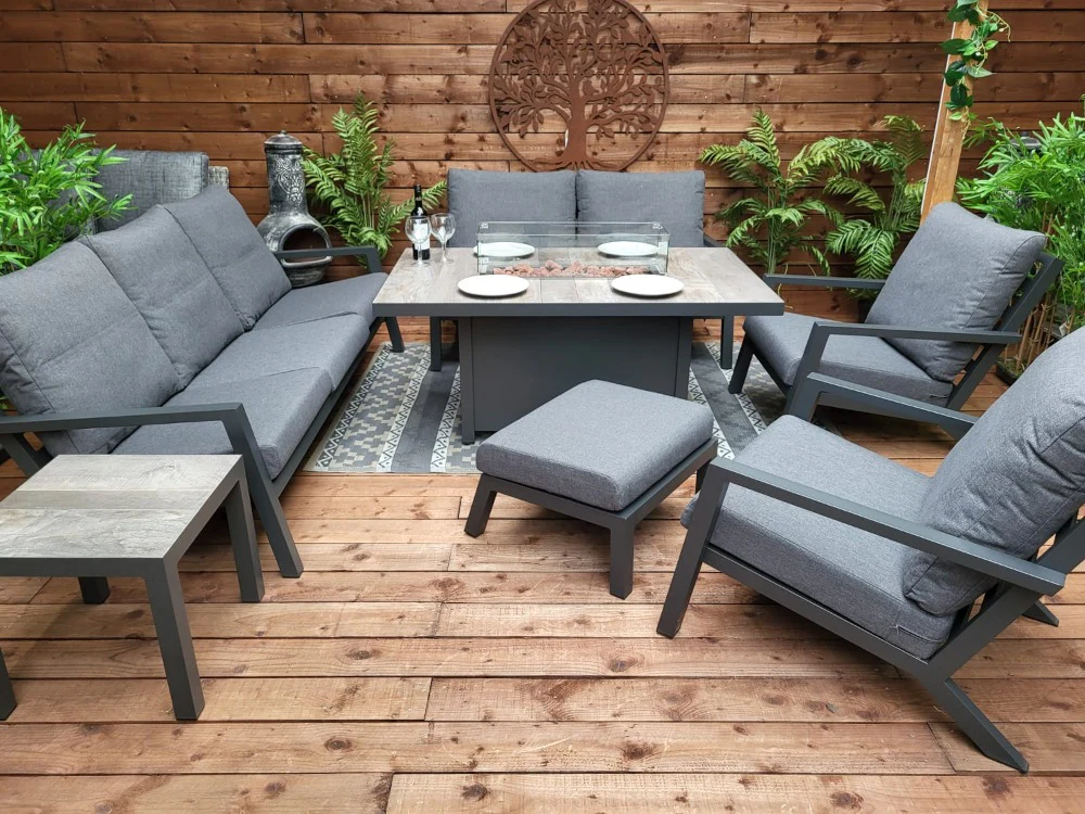 Sofa Set with Gas Firepit Table with Ottoman - Triton By Vila - NTC Homes, Inc.