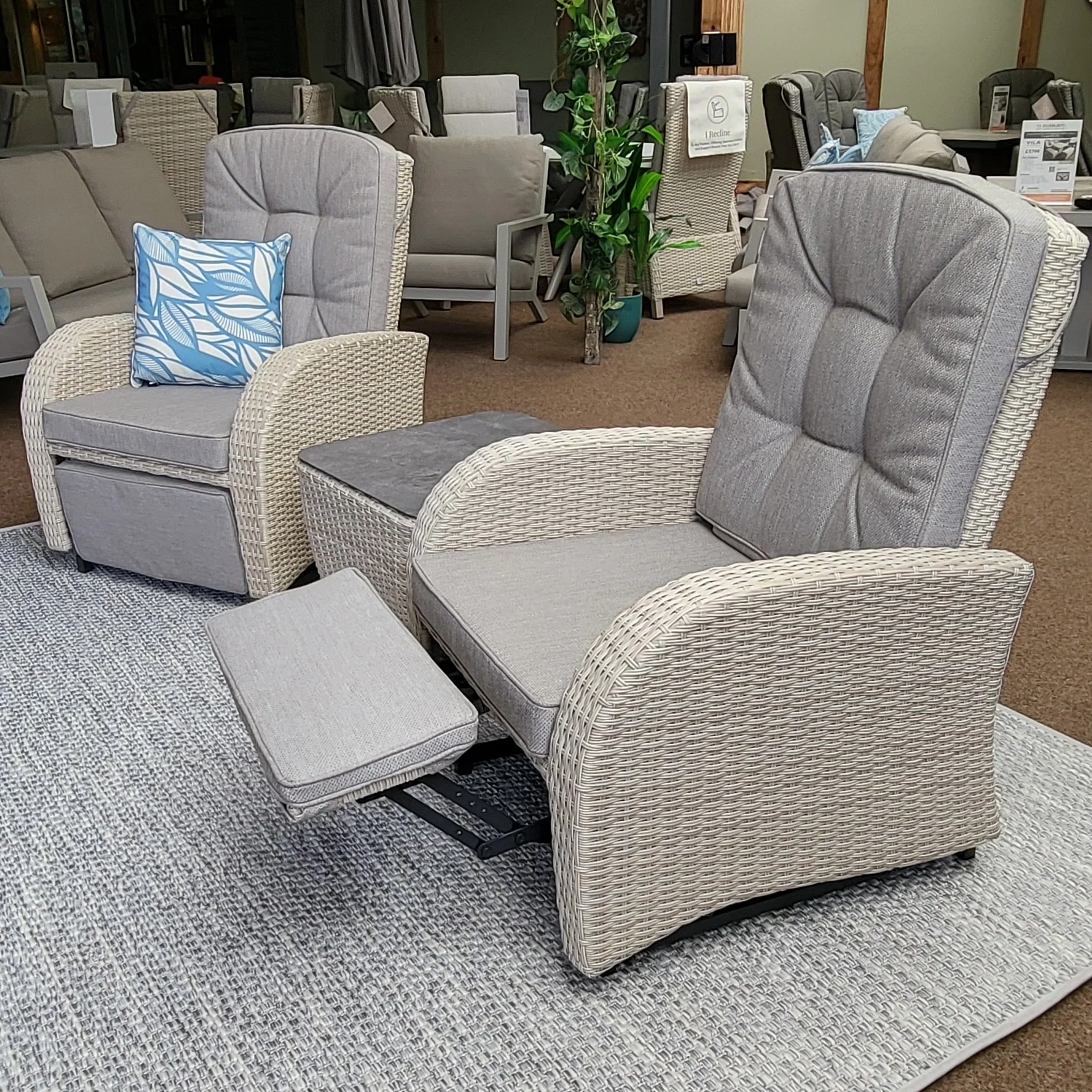 Rocking & Reclining Bistro Set In Natural | Bowness By Vila - NTC Homes, Inc.