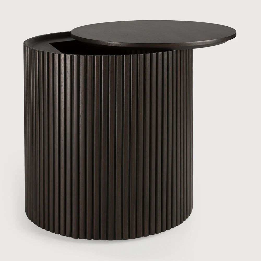 Mahogany Dark Brown Round Side Table - NTC Homes, Inc.