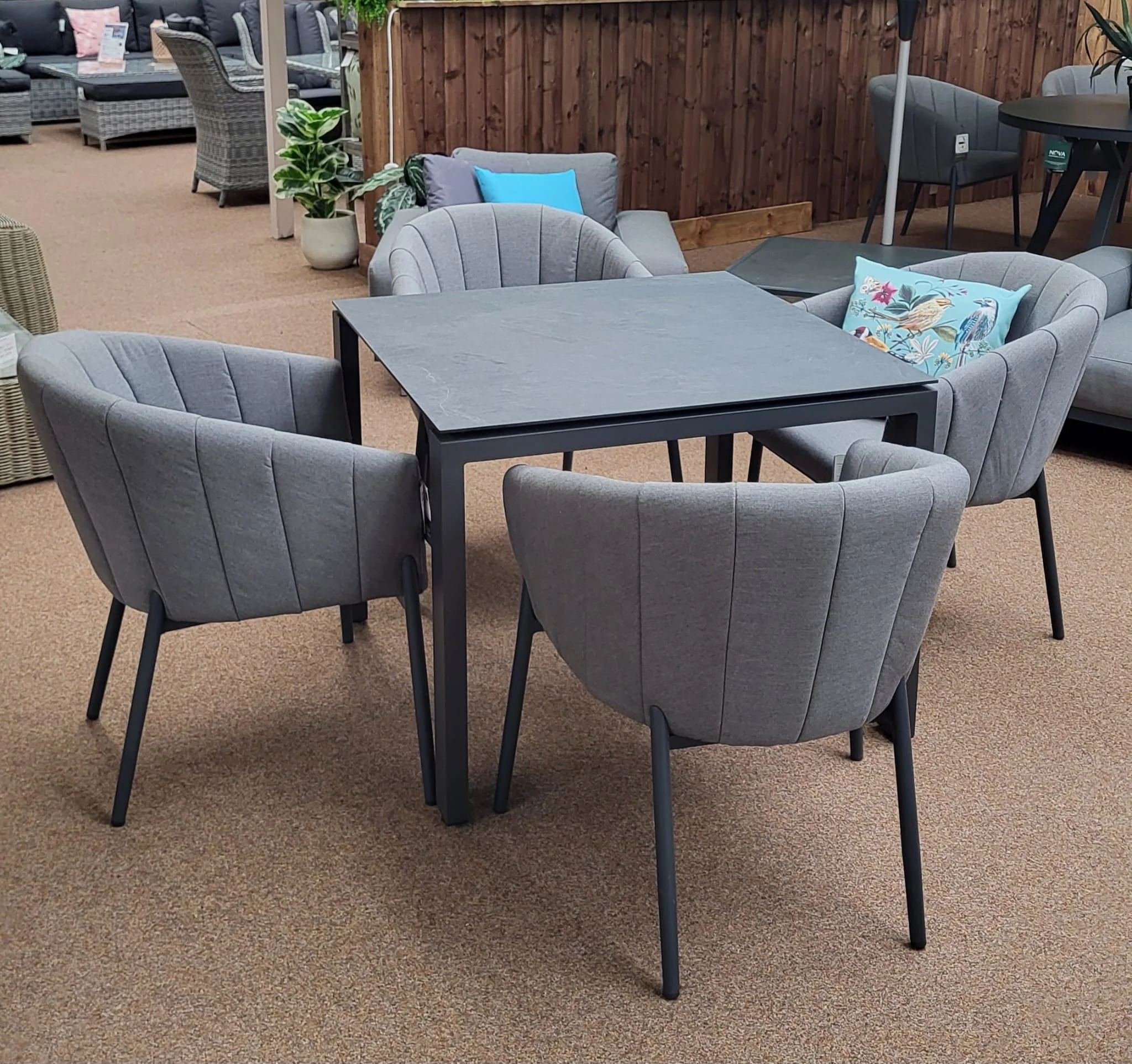 Outdoor 4 Seat Grey HPL Goa Table with Edge Chairs - NTC Homes, Inc.