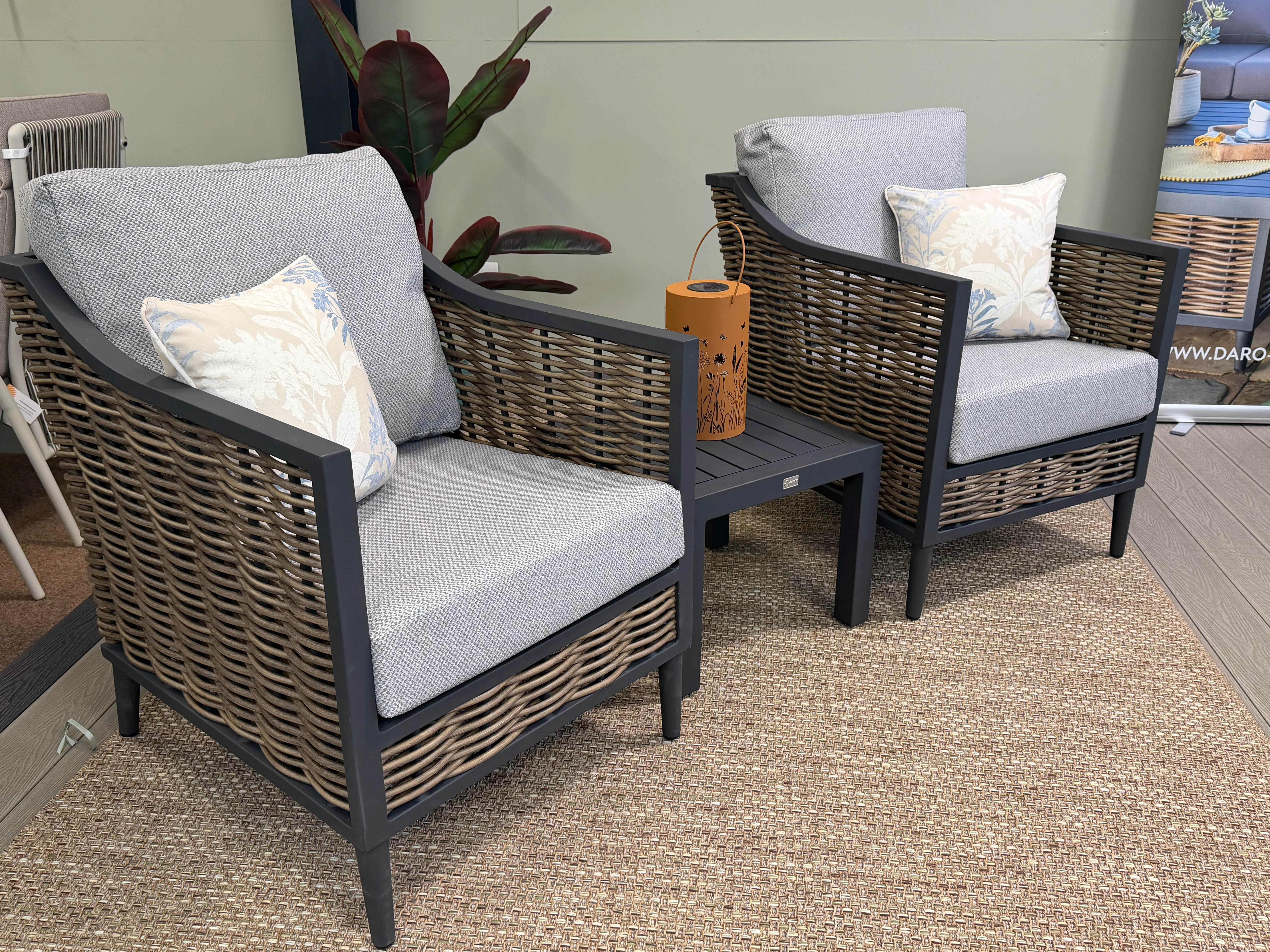 Langley Outdoor Lounge Bistro Set - Aqua Clean Zuma Grey | Daro - NTC Homes, Inc.