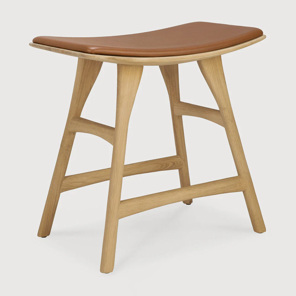 Osso Stool - Cognac Leather - NTC Homes, Inc.