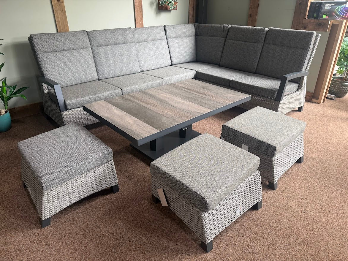 Outdoor Modular Corner with Adjustable Table in Pewter | Kendal By Vila - NTC Homes, Inc.