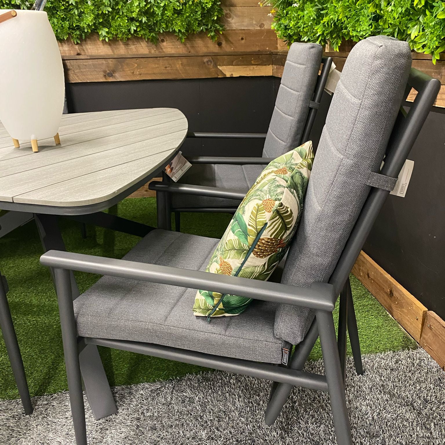 Edison 6 Seat Triangle Dining Set with Biola Chairs | Garden Impressions - NTC Homes, Inc.