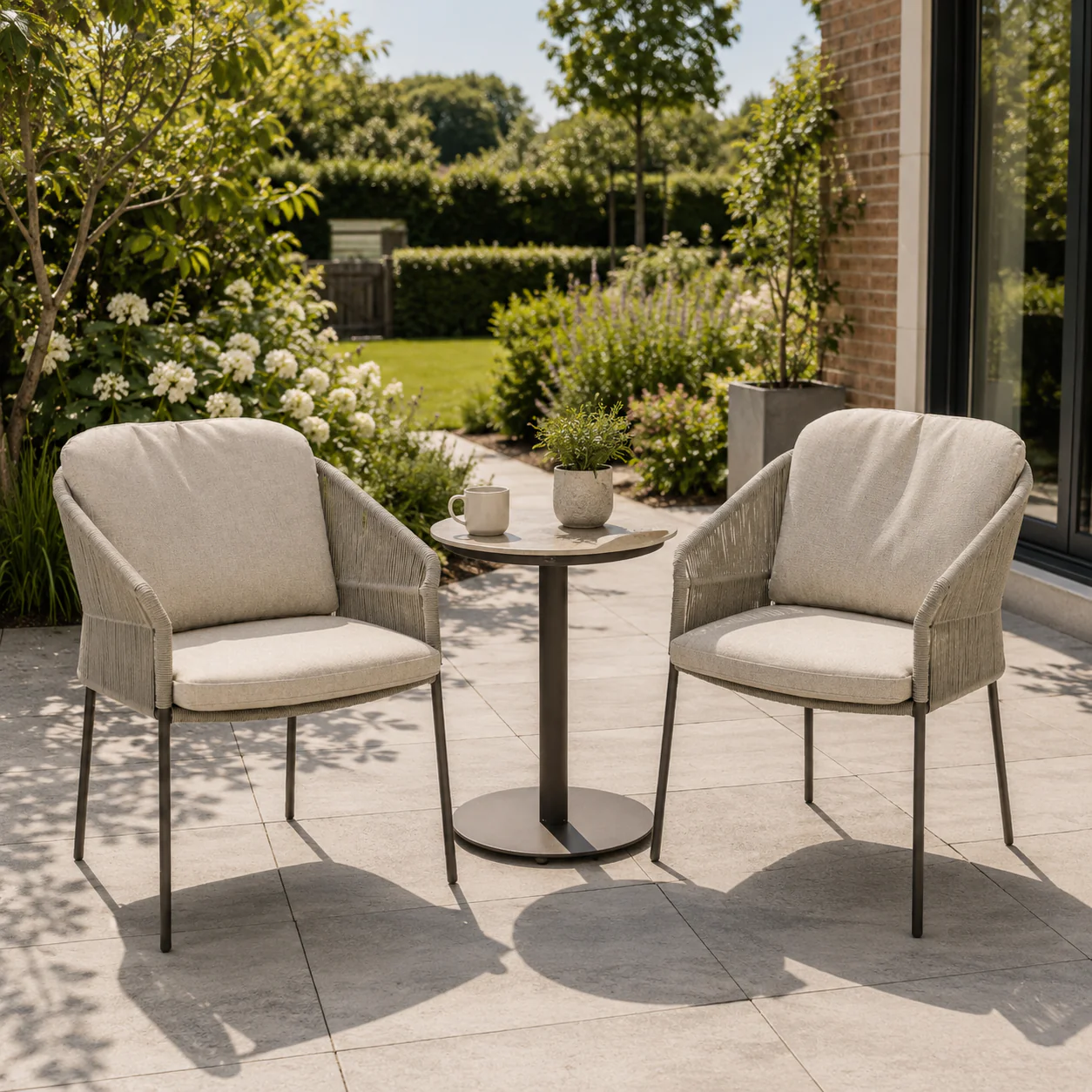 Florence Outdoor Bistro in Terre with Boaz side table | 4 Seasons Outdoor - NTC Homes, Inc.