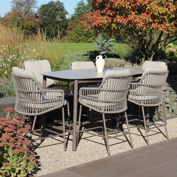 Alicante 6 Seat Bar Dining Set with Manolo Table in Terre | 4 Seasons Outdoor - NTC Homes, Inc.