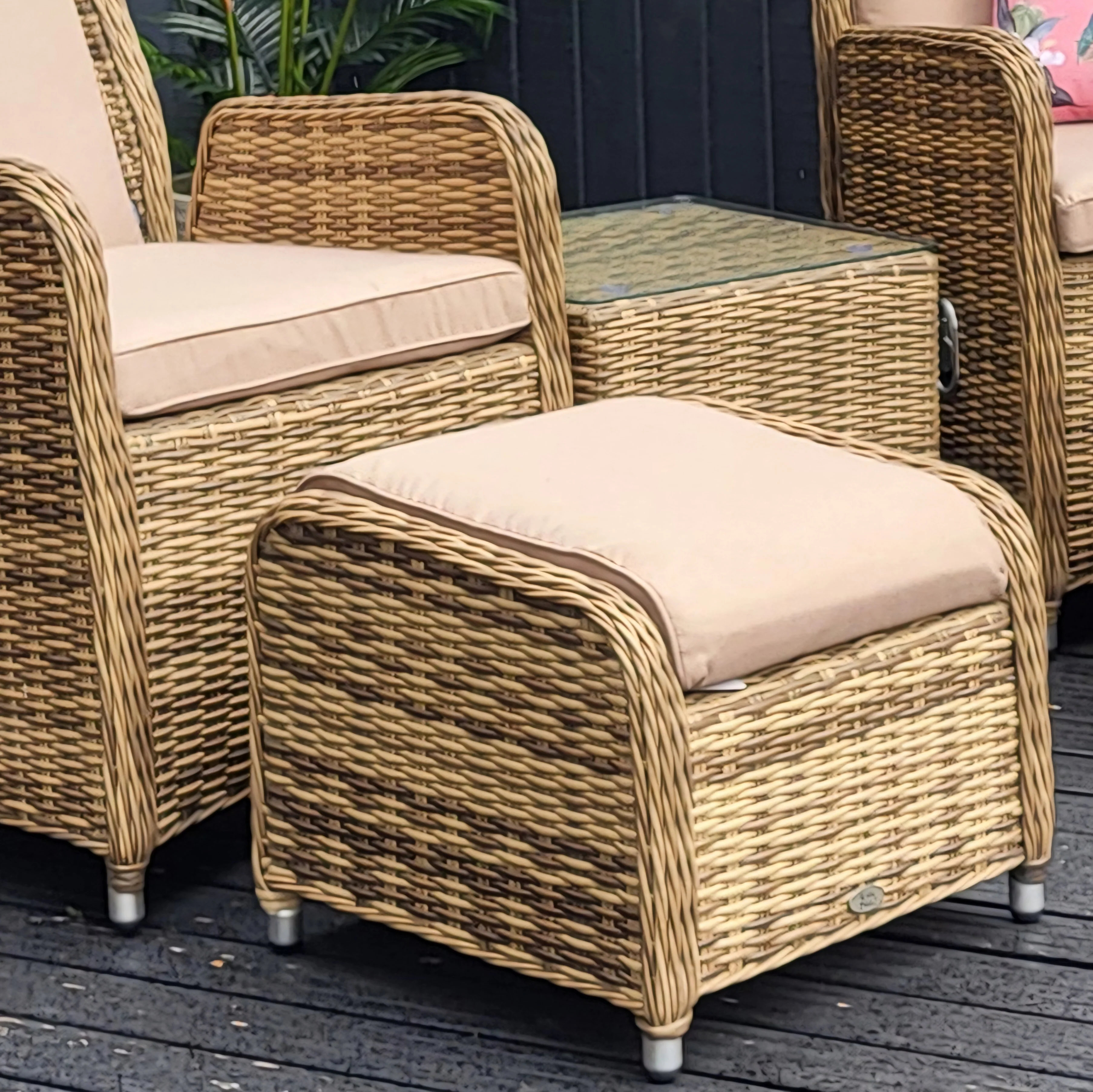 Seville Reclining Bistro Set in Natural | Katie Blake (Free Cover) - NTC Homes, Inc.