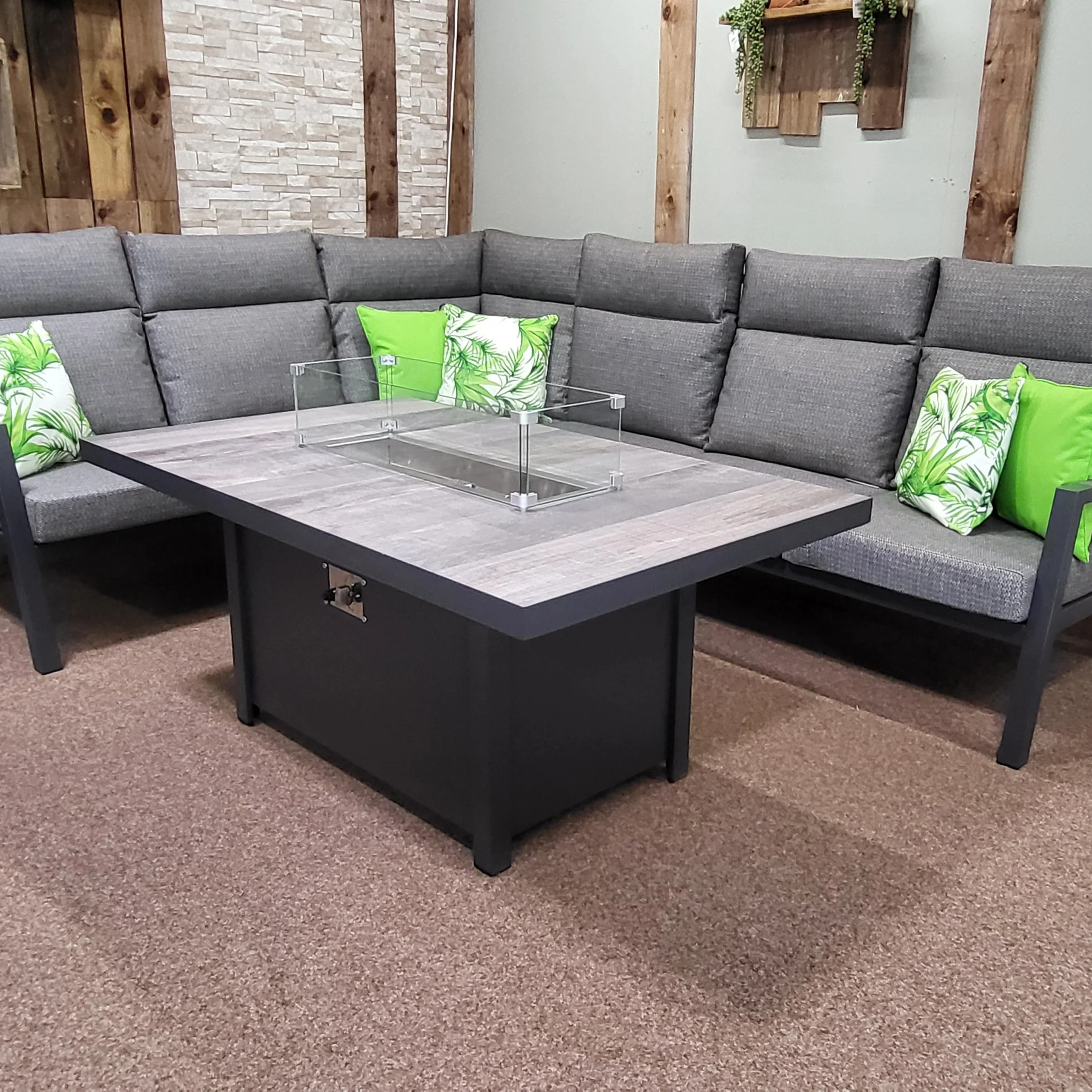 Atlas High Backed Outdoor Corner with Firepit Table | Vila - NTC Homes, Inc.