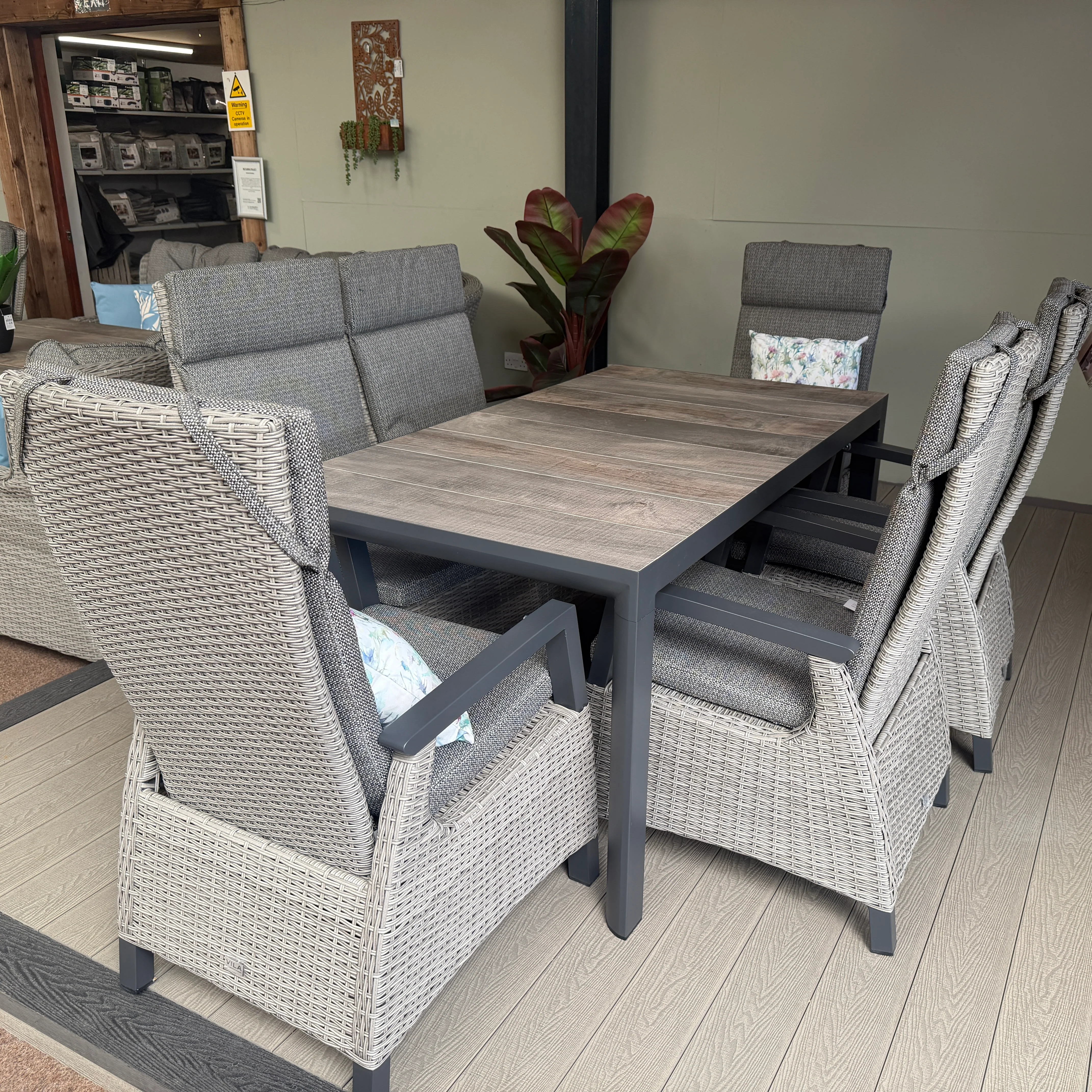 Outdoor Dining 6 Seat Reclining in Grey | Kendal By Vila - NTC Homes, Inc.