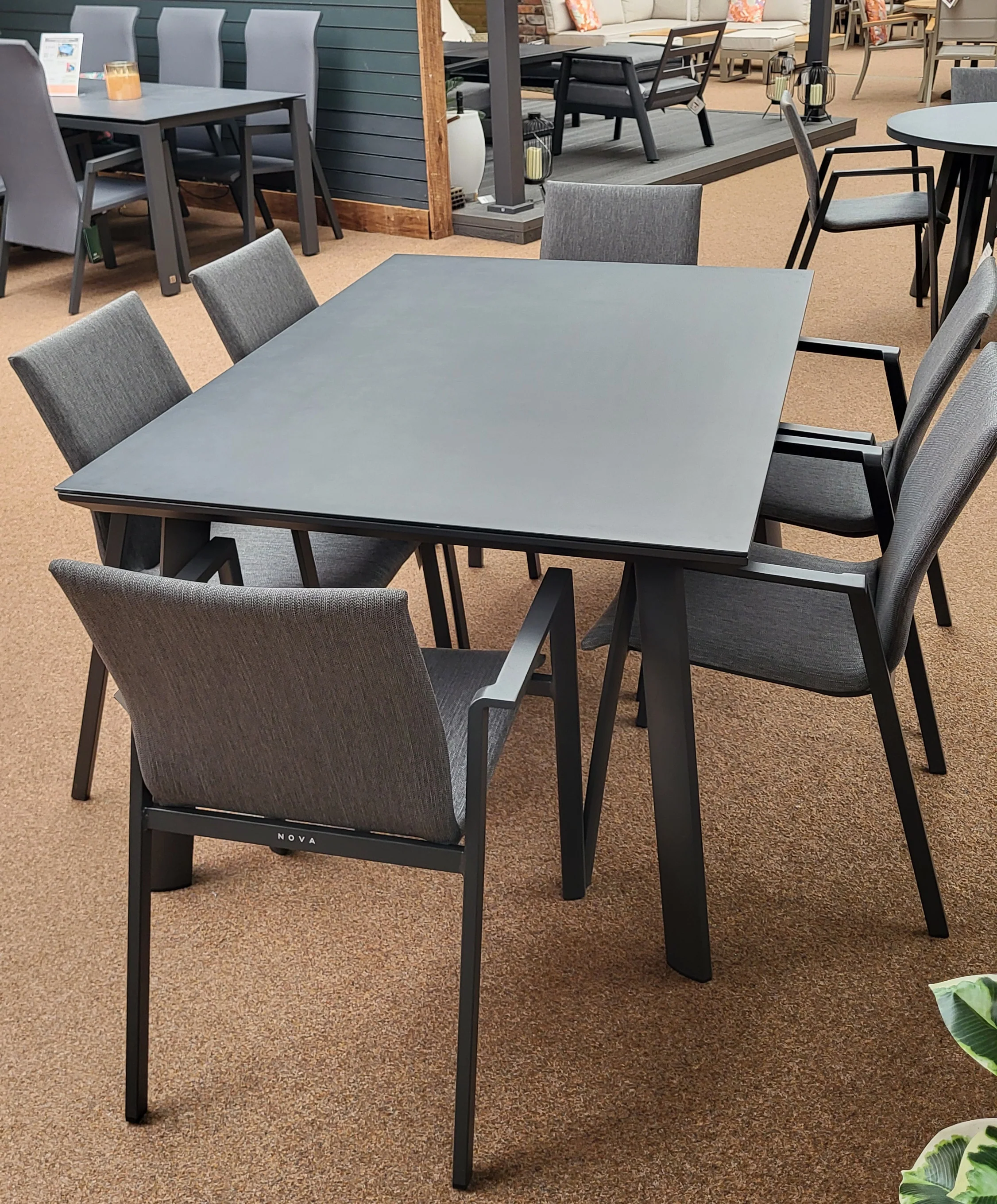 Phoenix 6 Seat Dining Set - 1.5m x 1.0m Rectangular Table in Grey | Nova - NTC Homes, Inc.