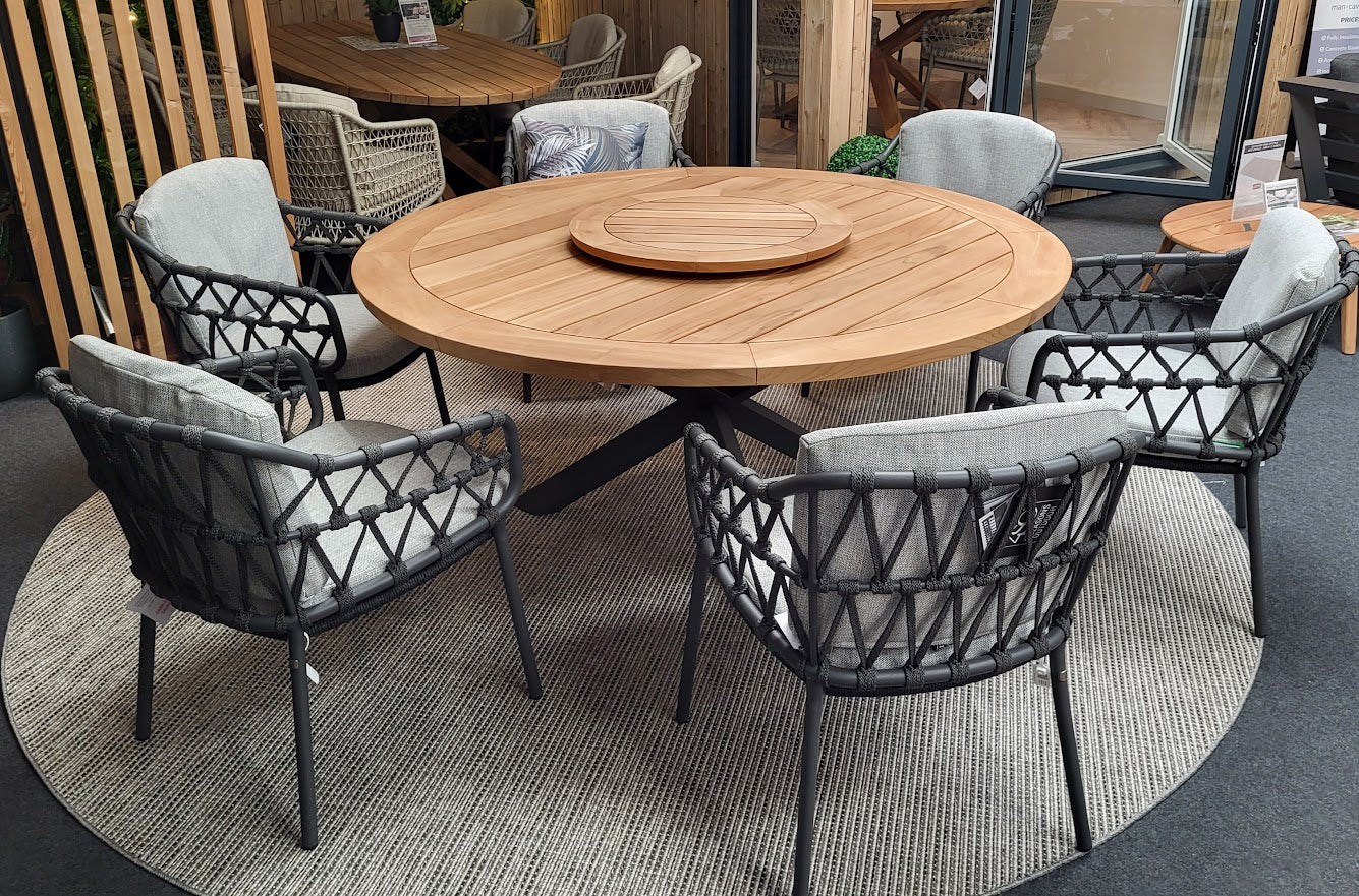 Calpi Dining Set with Prado Teak Table & Lazy Susan by 4 Seasons Outdoor - NTC Homes, Inc.