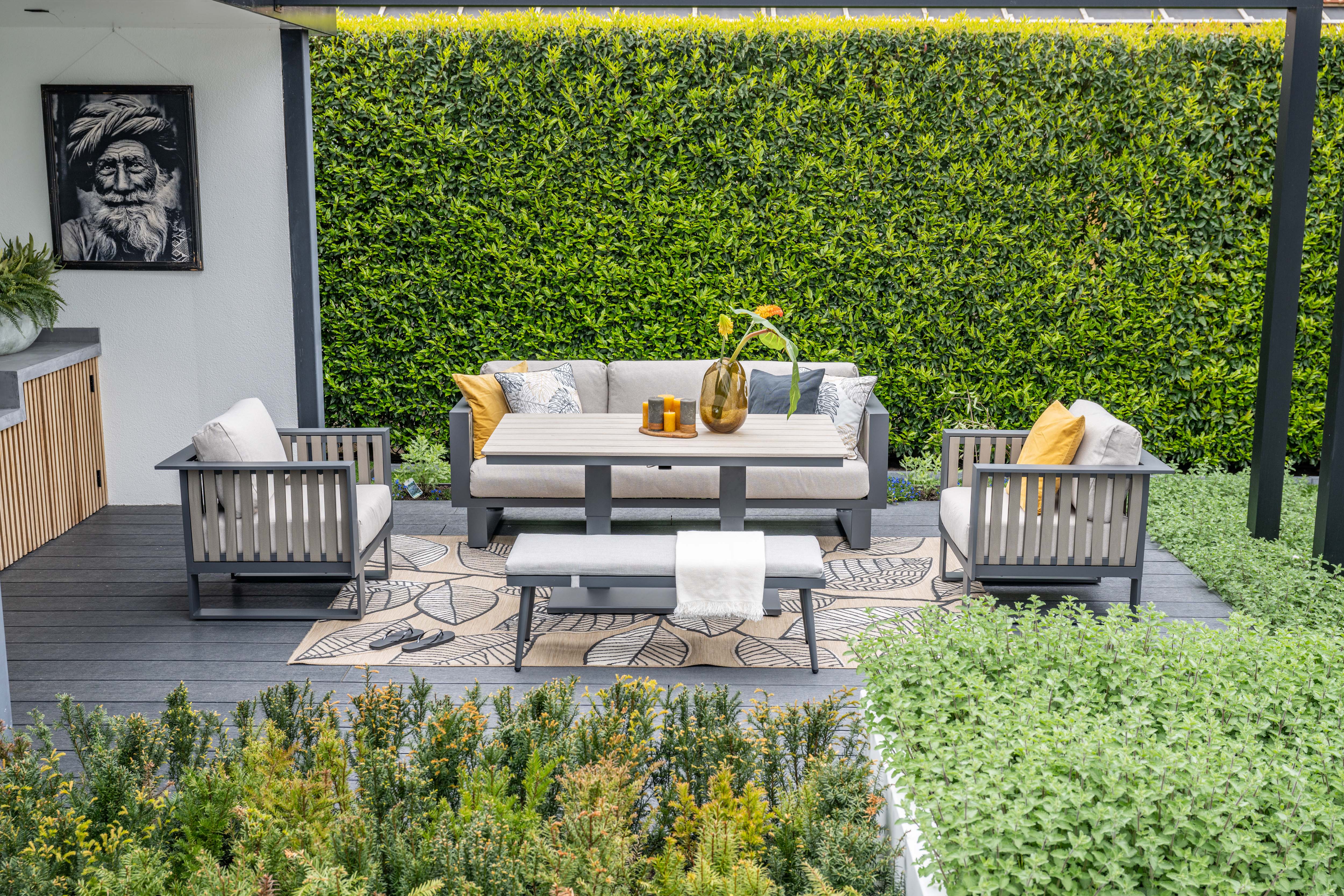 Bologna Outdoor Lounge Set with Height Adjustable Table & Bench | Garden Impressions - NTC Homes, Inc.