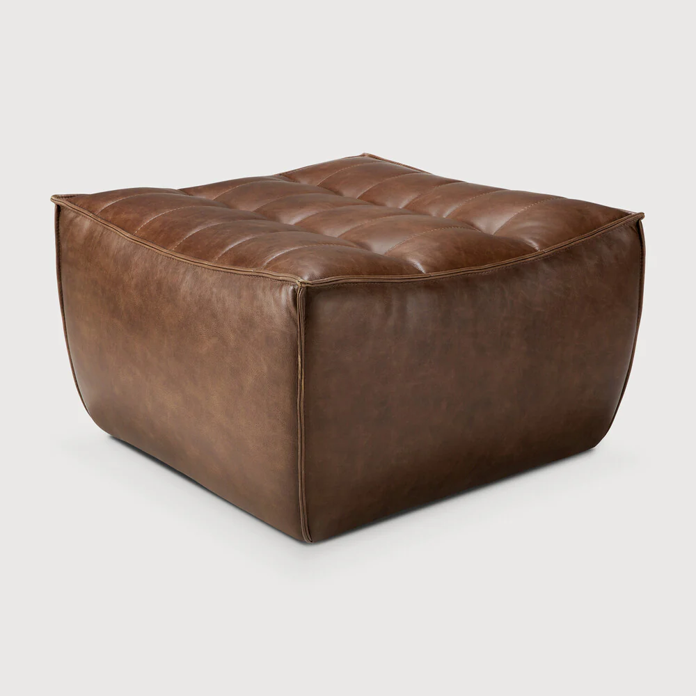 N701 Footstool - Chestnut Leather - NTC Homes, Inc.