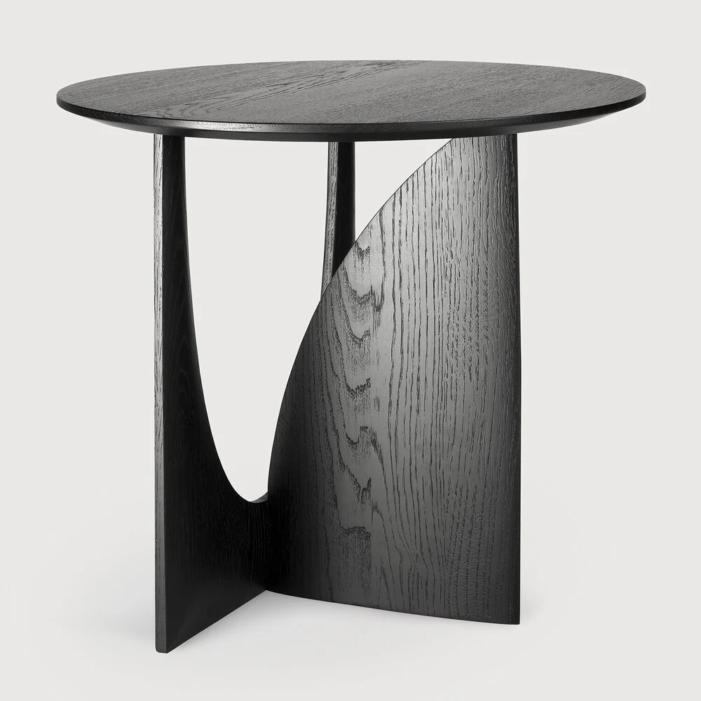 Oak Geometric Black Side Table - NTC Homes, Inc.