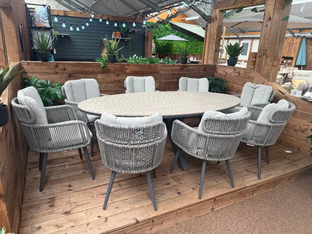 Edison 8 Seat with Linares Grey Dining Chairs Set | Garden Impressions - NTC Homes, Inc.