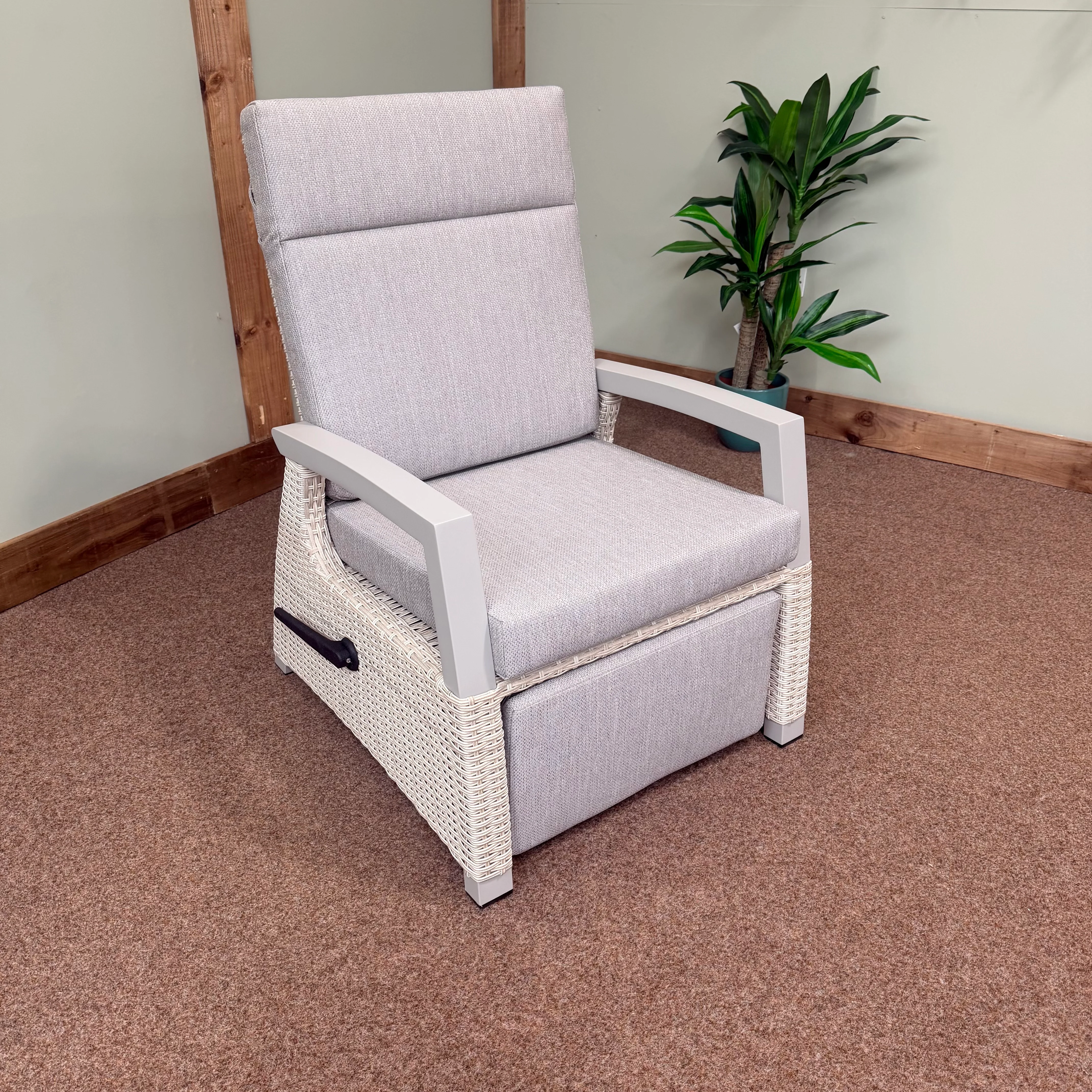 Kendal Wide Reclining Chair with Integrated Footstool in Natural | Vila - NTC Homes, Inc.